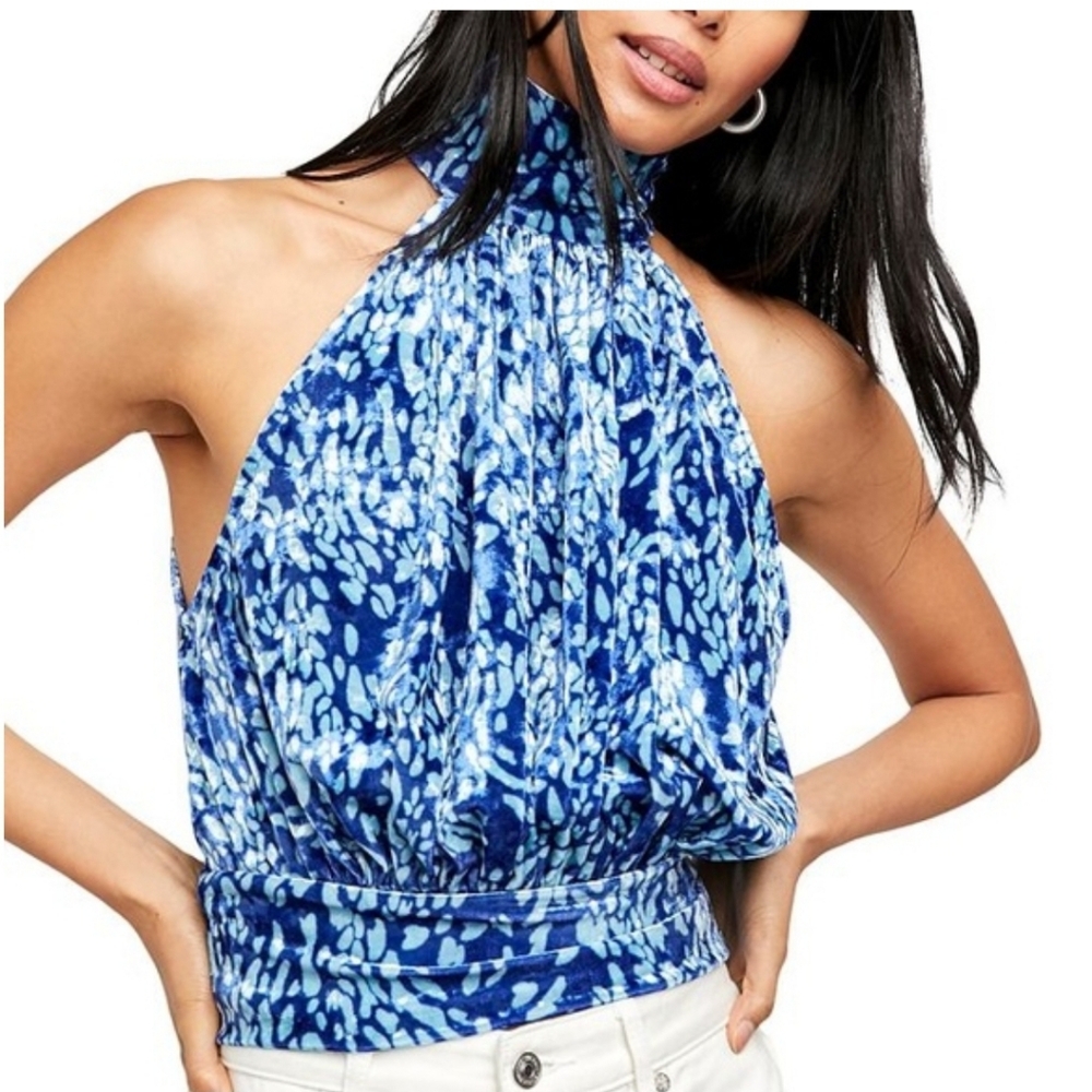 Free People FP Velvet Take A Break Halter Top